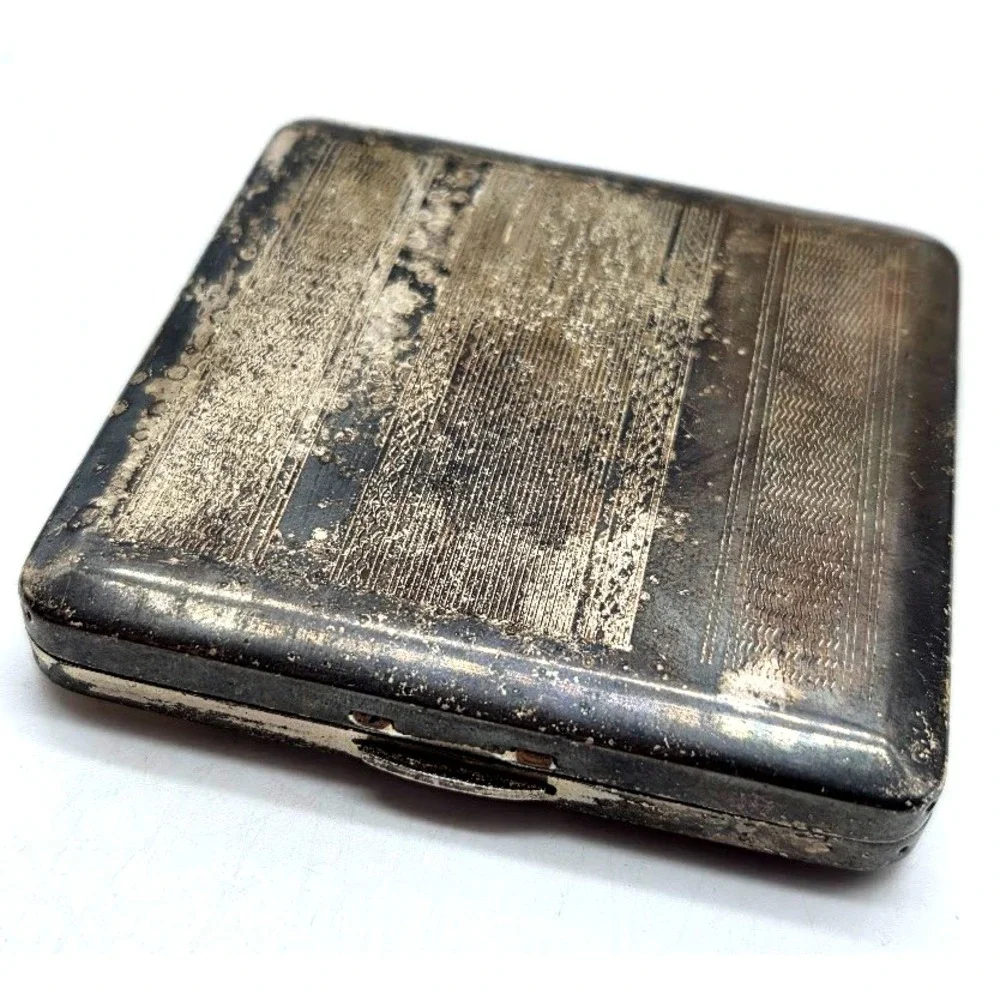 Vintage Silver Makeup Mirror Compact Vanity Travel Collectible 1950s-1979 US